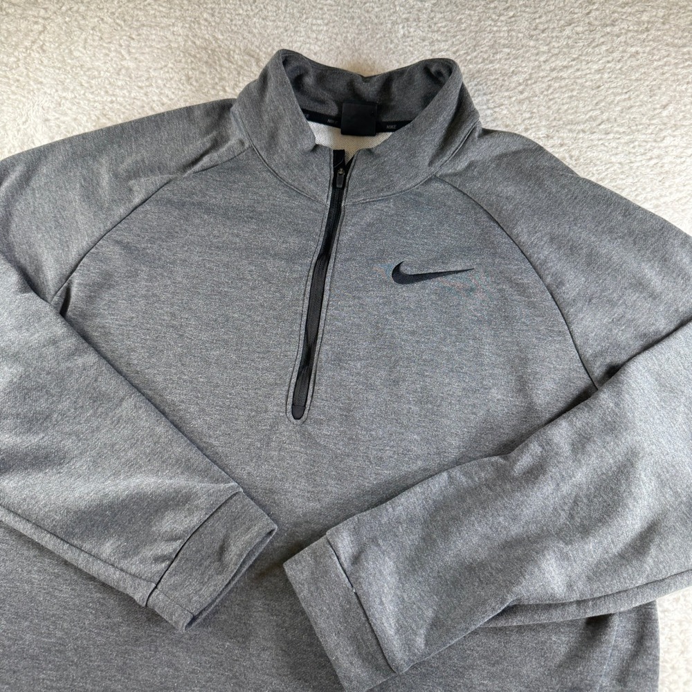 Nike Pullover Mens Large Gray Excellent Dri-FIT Quarter Zip Active Sweatshirt